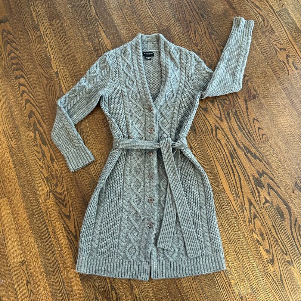 100% Cashmere Sweater Coat, Gray / Size Large